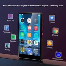 80GB MP3/MP4便攜式播放器，配備WiFi，4.0英寸觸屏數字Walkman音樂播放器，帶FM收音機、語音記錄、電子書和瀏覽器（黑色）8核心 - 黑色 - 查看 2