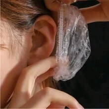 100pcs Waterproof Ear Covers - Keep Ears Safe & Dry During Bathing, Hair Dying & Salon Visits! - Clear - View 3