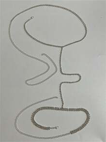 1 件性感比基尼简约水钻腰链，女士个性化夜总会身体首饰