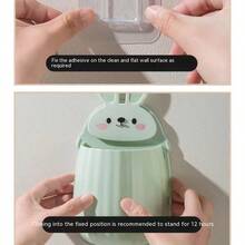 1 Stück wandmontiertes Hasen Design Organisationsregal für Zahnbürsten Aufbewahrung, Ablauf & multifunktionale Badezimmer Aufbewahrung ohne Bohren