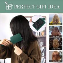 4 Pcs Hair Brush Set,Anti Static Massage Oval Comb,Detangling Brush Round Hair Brush Vent Hair Brush,Flexible Soft Pin Bristles For Long Thick Curly Wavy Dry Damaged Hair,Pack Of 4 Anti-Static Hair Tools For Women, Men & Kids: Oval Comb, Round Vent Brush, Detangling Paddle Brush For Wet/Dry Hair Massage & Shine - Green - View 5