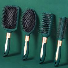 4 Pcs Hair Brush Set,Anti Static Massage Oval Comb,Detangling Brush Round Hair Brush Vent Hair Brush,Flexible Soft Pin Bristles For Long Thick Curly Wavy Dry Damaged Hair,Pack Of 4 Anti-Static Hair Tools For Women, Men & Kids: Oval Comb, Round Vent Brush, Detangling Paddle Brush For Wet/Dry Hair Massage & Shine - Green - View 6