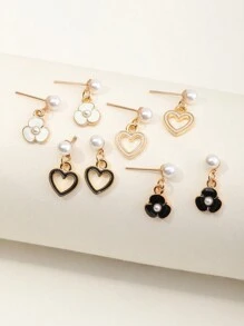 4對入組兒童花型和心型耳環套裝 - 彩色 - 查看 2