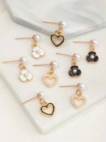 4對入組兒童花型和心型耳環套裝 - 彩色 - 查看 4