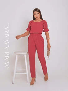 Women Two-Piece Outfits - 珊瑚粉 - 查看 1