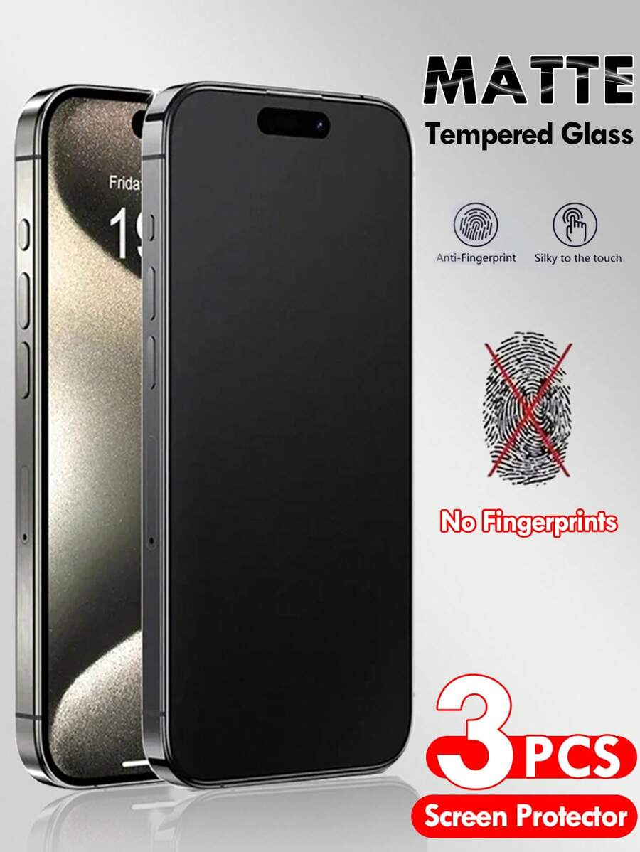 3 Pcs Full Cover Matte Tempered Glass Compatible With IPhone [Touch Sensitivity] [Anti-Fingerprint] Compatible With IPhone 16/16 Plus/16 Pro/16 Pro Max/15/15Pro/15Plus/15Promax