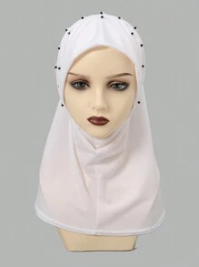 1入組女士雙色鑲鑽方便頭帶黑瑪瑙,頭巾,純色舒適內帽,簡單百搭,適合日常穿著優雅 - 釘鑽套頭帽 - 查看 6