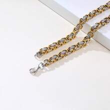 1pc 6mm Wide Men's Stainless Steel Byzantine Chain Necklace - Multicolor - View 4