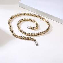 1pc 6mm Wide Men's Stainless Steel Byzantine Chain Necklace - Multicolor - View 2