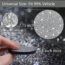 2pcs Cute Bling Car Cup Holder Coaster Mat With Rhinestone For Women Girl Universal Anti Slip Automotive Interior Accessories - Silver - View 2