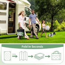 GENIMO Outdoor Rug Waterproof For Patios Clearance, Reversible Outdoor Plastic Straw Camping Rug Carpet, Large Area Rugs Mats For RV, Camper, Deck, Balcony, Porch, Beach, Picnic, Grey&White - 深綠色&白色 - 查看 4