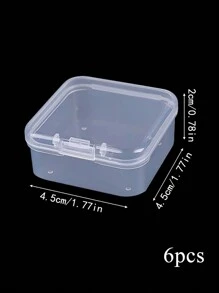 6入組極簡主義透明方形珠寶收納盒,pp材質製造 - 白色 - 查看 2