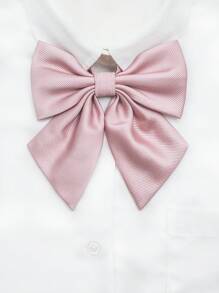POOTINGBEAR 1pc Ladies' Pink Preppy Style Bow Tie, Suitable For Daily Decoration - Pink - View 1