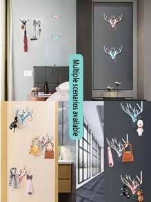 1pc Deer Horn Shaped Adhesive Key Rack, Decorative Storage Shelf, Hat Hook, Living Room Entryway Key Hook