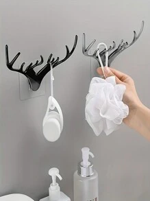 1pc Deer Horn Shaped Adhesive Key Rack, Decorative Storage Shelf, Hat Hook, Living Room Entryway Key Hook