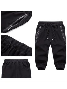 Short Pesquero Deportivo Casual Pants Capri Cómodos Moda - Negro - Ver 2