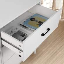 47.3'' Drawer Dresser Chest Of 6 Drawers For Bedroom, Steel Frame, Black Storage Cabinet - trắng - Xem 7