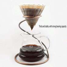 Convenient Pour Over Coffee Maker Set, Vintage Glass Coffee Dripper Pot With S-Shaped Stainless Steel Filter And Coffee Filter Paper Stand For Home, Office And Outdoor, Cold Brew Coffee - Bronze - View 6