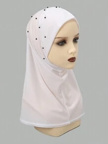 1入組女士雙色鑲鑽方便頭帶黑瑪瑙,頭巾,純色舒適內帽,簡單百搭,適合日常穿著優雅 - 釘鑽套頭帽 - 查看 12