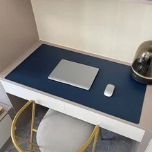 Tấm lót chuột lớn, Thảm lót bàn máy tính để bàn siêu lớn (Có cạnh) dành cho văn phòng, bàn viết và học tập (bàn) làm bằng da - Đáy da lộn một mặt màu xanh hải quân - Xem 3