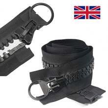 Heavy Duty Plastic Continuous #20 Zipper 100% Plastic Slider Marine Use Zip - Black - View 3