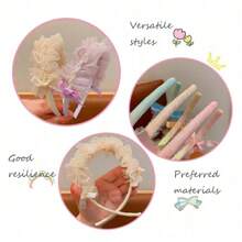 1pc Girl's Birthday Crown Headband, Photo Prop Accessory, Princess Hair Clip - Beige - View 7