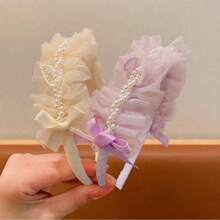 1pc Girl's Birthday Crown Headband, Photo Prop Accessory, Princess Hair Clip - Beige - View 3