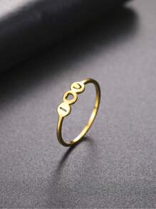 1件不锈钢简约空心实心心形戒指女士,时尚万能的珠宝配件,生日或节日礼物 - 愛心 - 查看 26