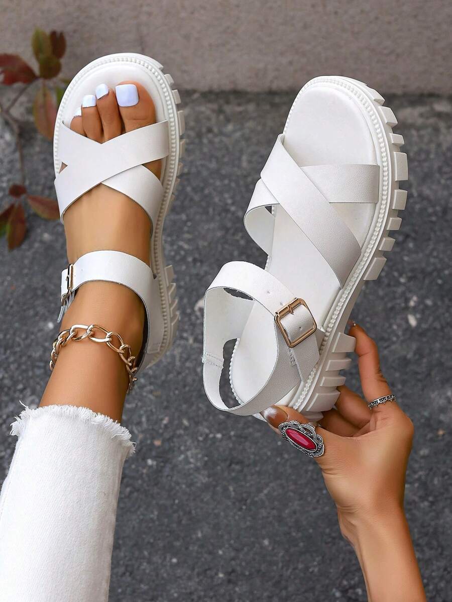 New Arrival Women's Casual & Fashionable Thick-Soled Sandals In White Color, Suitable For Students - Beige - View 1