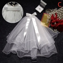 1 pieza Velo con forma de mariposa para foto de boda, estilo Mori para novia - Blanco - Ver 6