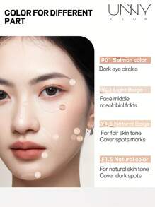 unny club 6克持久遮瑕笔，适合干性肌肤，液体遮瑕膏，色彩校正，轻盈水润，高遮瑕力，持久不脱妆，遮盖瑕疵，保湿提亮，浅米色 - P01鮭魚色 - 查看 8