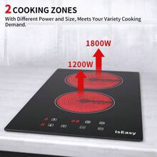 IsEasy Glass Ceramic Hob 2 Plates Frameless Timer TouchControl Built-In Black 3000W - Phích cắm loại C của EU (220-240V) - Xem 7