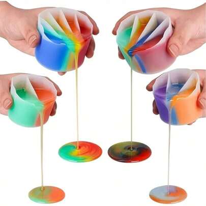 Split Cup For Paint Pouring, 1pc Reusable Fluid Art Split Cup SiliconeSplit Pouring Cup With Dividers For Acrylic Paint Resin Pouring DlYMaking