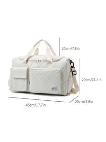 1 chiếc túi xách nữ mới, túi đeo vai, túi đeo chéo, túi tập gym, túi du lịch qua đêm, đa chức năng nhiều ngăn với ngăn đựng giày, có thể điều chỉnh, nhẹ, có khóa kéo, túi đi làm, phong cách thường ngày, màu trơn, thời trang, chần bông, túi cuối tuần, túi đi bệnh viện, túi đi học, phụ kiện, đồ dùng học tập, thích hợp cho thể thao, hoạt động ngoài trời, đi học. - trắng - Xem 3