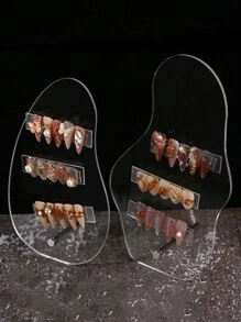 2 piezas de soporte acrílico asimétrico para exhibir uñas postizas, estante de exhibición transparente, estantería para exhibición de manicura, para vacaciones en la playa, colección de baño, colección de dormitorio, de gran capacidad - transparente - Ver 3