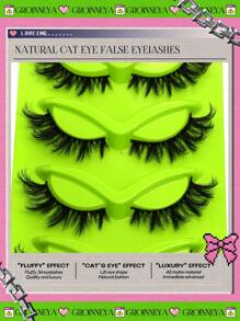 GROINNEYA Cat Eye Lashes 5 Pairs Faux Mink Eyelashes Fox Eye Lashes Winged Lashes Natural Look Wispy Mink Eyelashes Full Strip Lashes Makeup(3DMAO-09) - Black - View 4