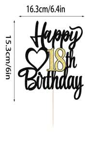 1 件数字和英文生日快乐蛋糕装饰，适合 18 岁、15 岁、20 岁、21 岁、25 岁、30 岁、50 岁、60 岁、70 岁生日派对、婚礼、周年庆典