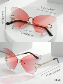 1 件装新款时尚蝴蝶时尚眼镜女式大框渐变色适合街头摄影 - 彩色 - 查看 2