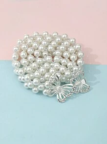 1pc Girls Pearl & Butterfly Decor Waist Belt - White - View 5