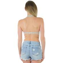 ToBeInStyle Women's Lined Lace Halter Stretch Bralette - 淺褐色的 - 查看 2