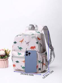 Kids Cartoon Dinosaur Pattern Classic Backpack Cute Adjustable Strap Book-Bag