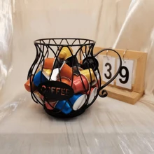 1入組黑色茶壺形狀家用零食糖果儲物展示架,適用於咖啡館吧台 - 黑色 - 查看 4