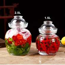 1個玻璃發酵瓶,玻璃醃菜罐,帶水封發酵罐,玻璃罐發酵裝置套件,傳統泡菜罐,用於製作醃製品的容器玻璃發酵罐傳統發酵罐醃菜罐泡菜容器發酵醃菜罐帶水封空氣鎖蓋的發酵桶,適用於釀酒醃製酸菜蔬菜 - 透明 - 查看 4