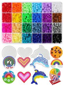 Conjunto De Regalo De Manualidades Para Hacer Joyas Con Cuentas Hama Estampadas En Caliente De 24 Colore 5mm, Fabricación De Rompecabezas En 3d Y Regalo De Arte De Píxel