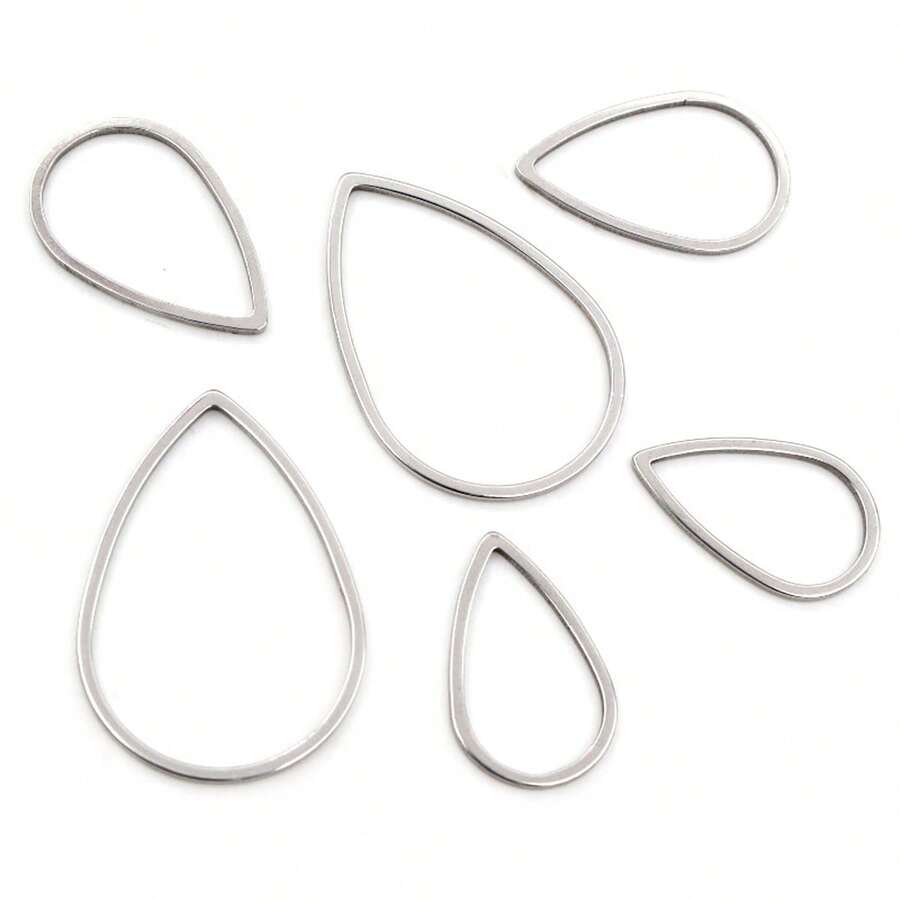 10pcs Closed Frame Teardrop Pendant Rings, Suitable For DIY Jewelry Making Accessories - Drop Charms - View 1