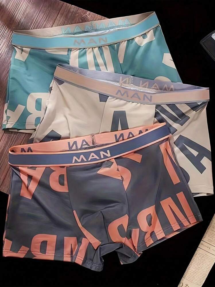 Nam 4 - Miếng Màu sắc tùy ý Thoải mái Mềm mại thoáng khí Đúng mốt Boxer Quần lót tam giác , Điền kinh In Đồ lót - Nhiều màu - Xem 4