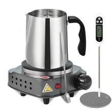 Olla Para Hacer Velas Con Placa Eléctrica Para Derretir,Kit para hacer velas con placa calefactora electrónica, kit para hacer velas navideñas, suministros para hacer velas de bricolaje con derretidor de cera, olla para verter - Plateado - Ver 2