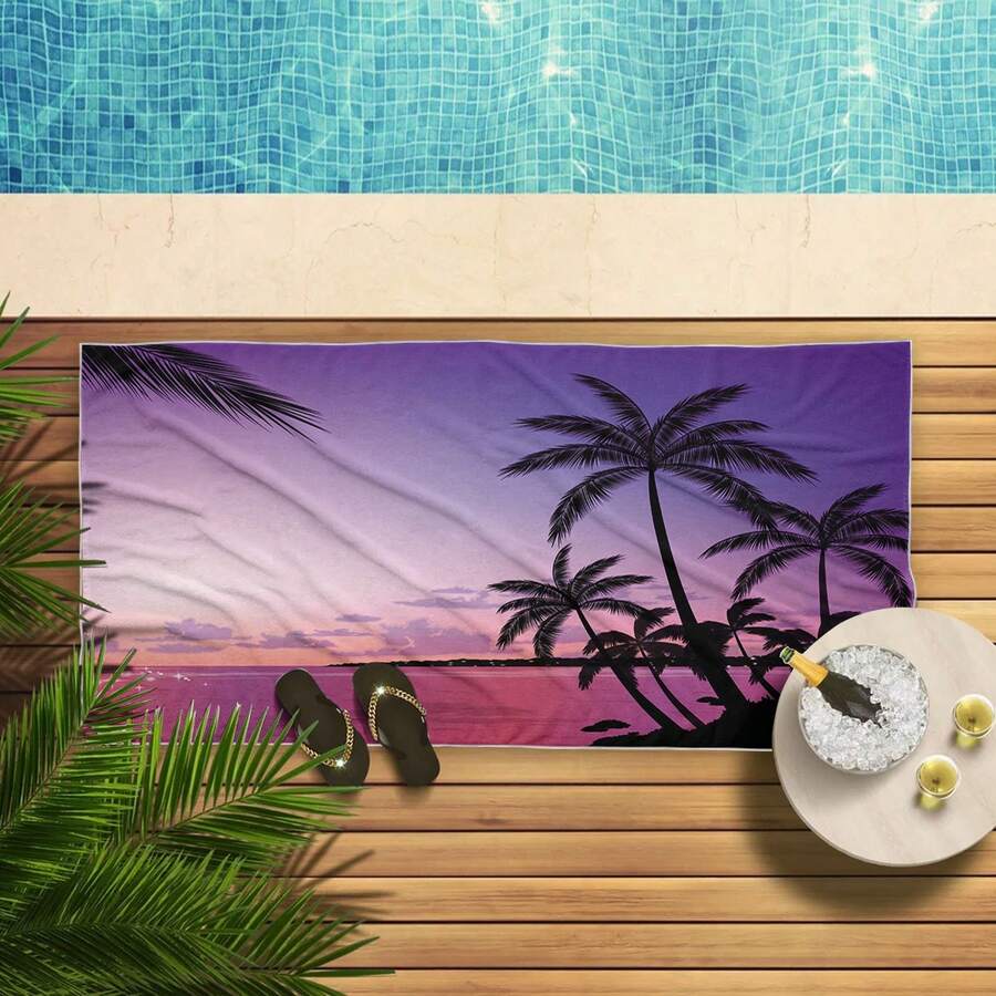 1片大型海灘浴巾,景觀設計,旅行和度假必備禮物,游泳池浴巾,露營,適用於成人,女性,男性,海灘必需品,度假禮物 - 彩色 - 查看 1