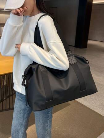Large Capacity Travel Bag, Solid Color Gym Bag, Waterproof Hand-Held Storage Bag, Suitable For Men And Women, Sports Bag, Backpack, Suitable For Short-Term Travel, Yoga, Swimming, Sports Travel Bag, Luggage For Suitcase Overnight Bag Duffle Bag Weekend Bag Duffel Bag For Luggage Carry On Bag College Bag Luggage Bags Weekender Bag Hospital Bag Holiday Winter