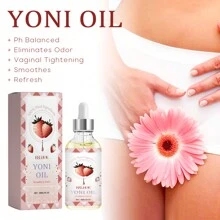 女性陰道保養精油,天然女性護理油,女性酸鹼平衡,消除異味和舒緩,100％天然女性私密去味劑,採用草莓油（1 Fl Oz/30 Ml） - 白色 - 查看 1